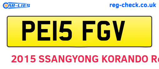 PE15FGV are the vehicle registration plates.