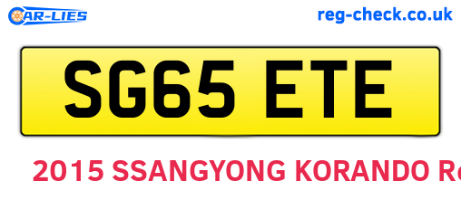 SG65ETE are the vehicle registration plates.