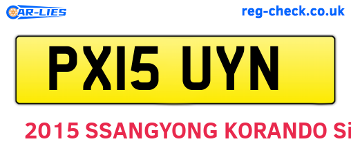 PX15UYN are the vehicle registration plates.