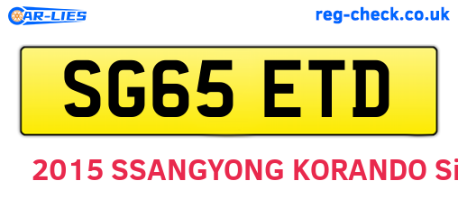 SG65ETD are the vehicle registration plates.