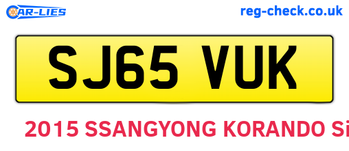 SJ65VUK are the vehicle registration plates.