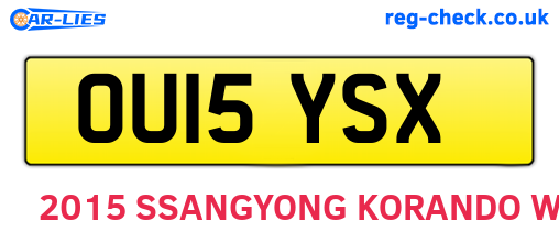 OU15YSX are the vehicle registration plates.
