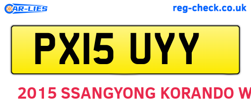 PX15UYY are the vehicle registration plates.
