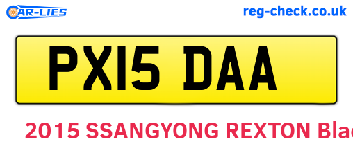PX15DAA are the vehicle registration plates.