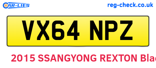 VX64NPZ are the vehicle registration plates.