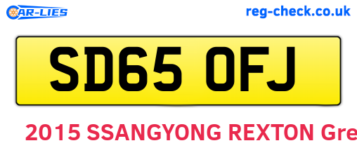 SD65OFJ are the vehicle registration plates.