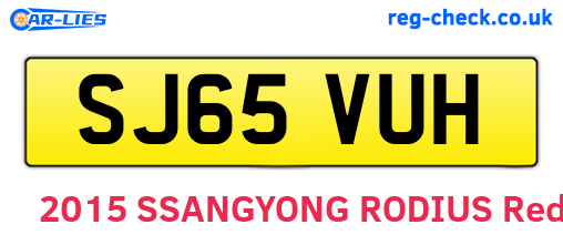 SJ65VUH are the vehicle registration plates.