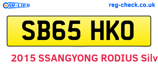 SB65HKO are the vehicle registration plates.