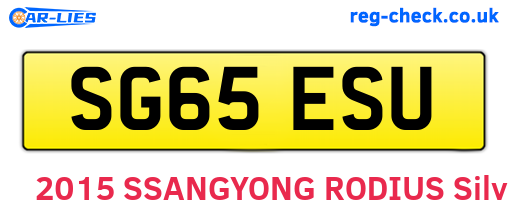 SG65ESU are the vehicle registration plates.