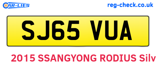 SJ65VUA are the vehicle registration plates.