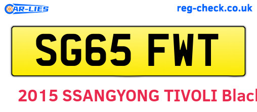 SG65FWT are the vehicle registration plates.