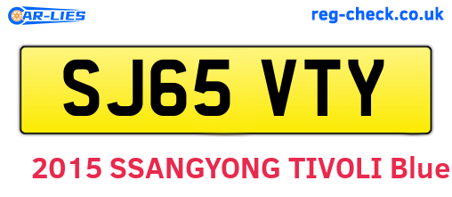 SJ65VTY are the vehicle registration plates.