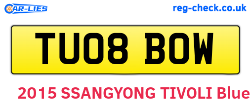 TU08BOW are the vehicle registration plates.