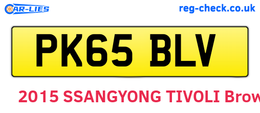 PK65BLV are the vehicle registration plates.