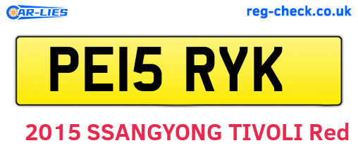 PE15RYK are the vehicle registration plates.