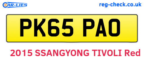 PK65PAO are the vehicle registration plates.