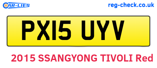 PX15UYV are the vehicle registration plates.