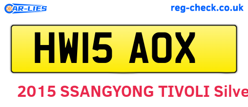 HW15AOX are the vehicle registration plates.