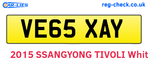 VE65XAY are the vehicle registration plates.