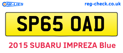 SP65OAD are the vehicle registration plates.