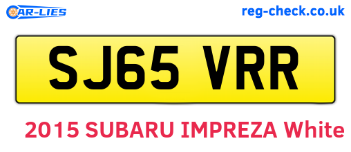 SJ65VRR are the vehicle registration plates.