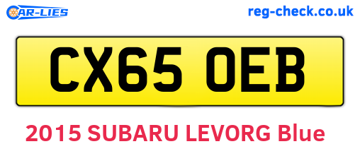 CX65OEB are the vehicle registration plates.