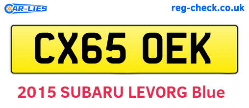 CX65OEK are the vehicle registration plates.