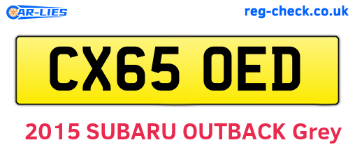 CX65OED are the vehicle registration plates.