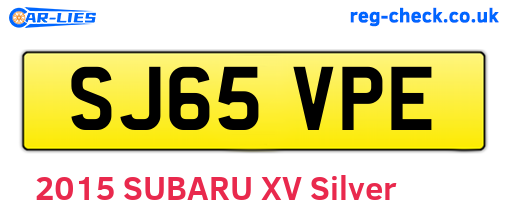 SJ65VPE are the vehicle registration plates.