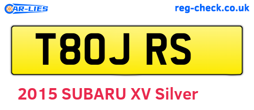T80JRS are the vehicle registration plates.