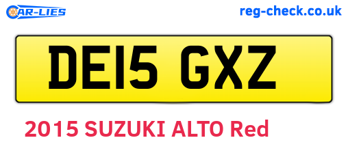 DE15GXZ are the vehicle registration plates.