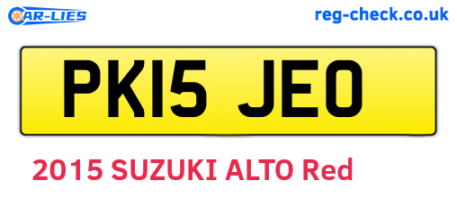 PK15JEO are the vehicle registration plates.
