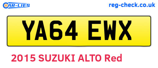 YA64EWX are the vehicle registration plates.
