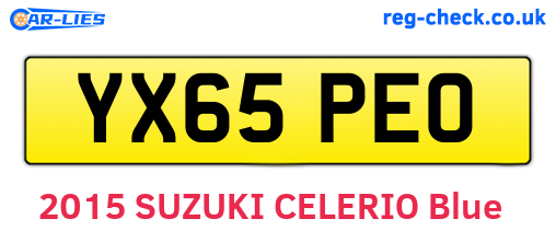 YX65PEO are the vehicle registration plates.