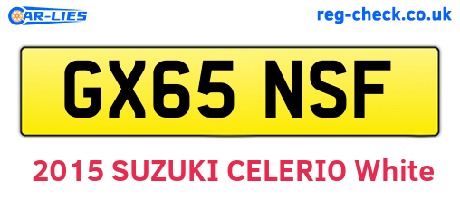 GX65NSF are the vehicle registration plates.