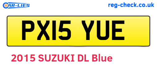 PX15YUE are the vehicle registration plates.