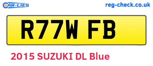 R77WFB are the vehicle registration plates.