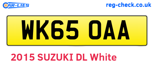 WK65OAA are the vehicle registration plates.