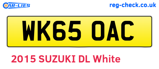 WK65OAC are the vehicle registration plates.