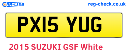 PX15YUG are the vehicle registration plates.