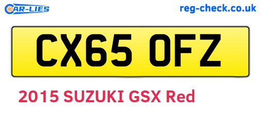 CX65OFZ are the vehicle registration plates.