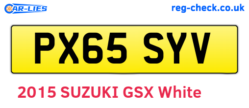 PX65SYV are the vehicle registration plates.