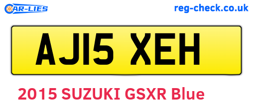 AJ15XEH are the vehicle registration plates.