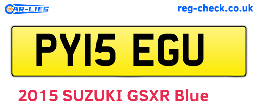 PY15EGU are the vehicle registration plates.