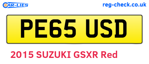 PE65USD are the vehicle registration plates.