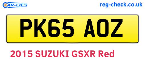PK65AOZ are the vehicle registration plates.