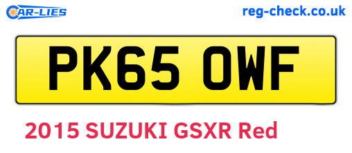 PK65OWF are the vehicle registration plates.