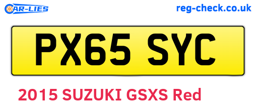 PX65SYC are the vehicle registration plates.