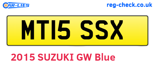 MT15SSX are the vehicle registration plates.