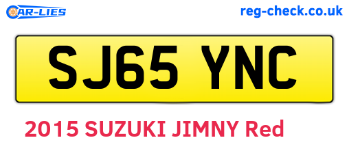 SJ65YNC are the vehicle registration plates.